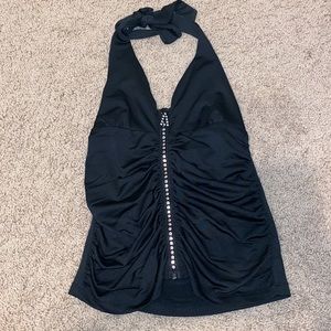 Venus rhinestone zipper halter top